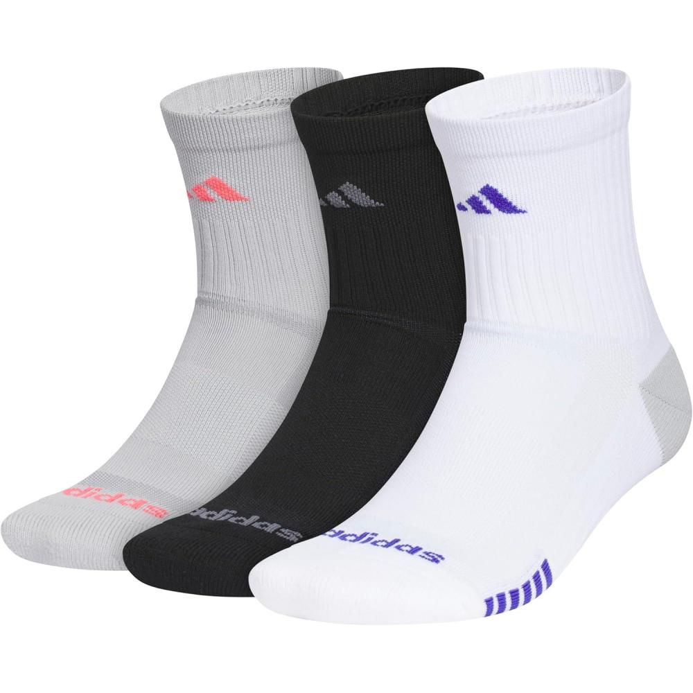 image:imageadidas mens Tech High Quarter Socks 3 Pairs Performance amp TrainingClear Onix GreyPure Turbo PinkPure Purple
