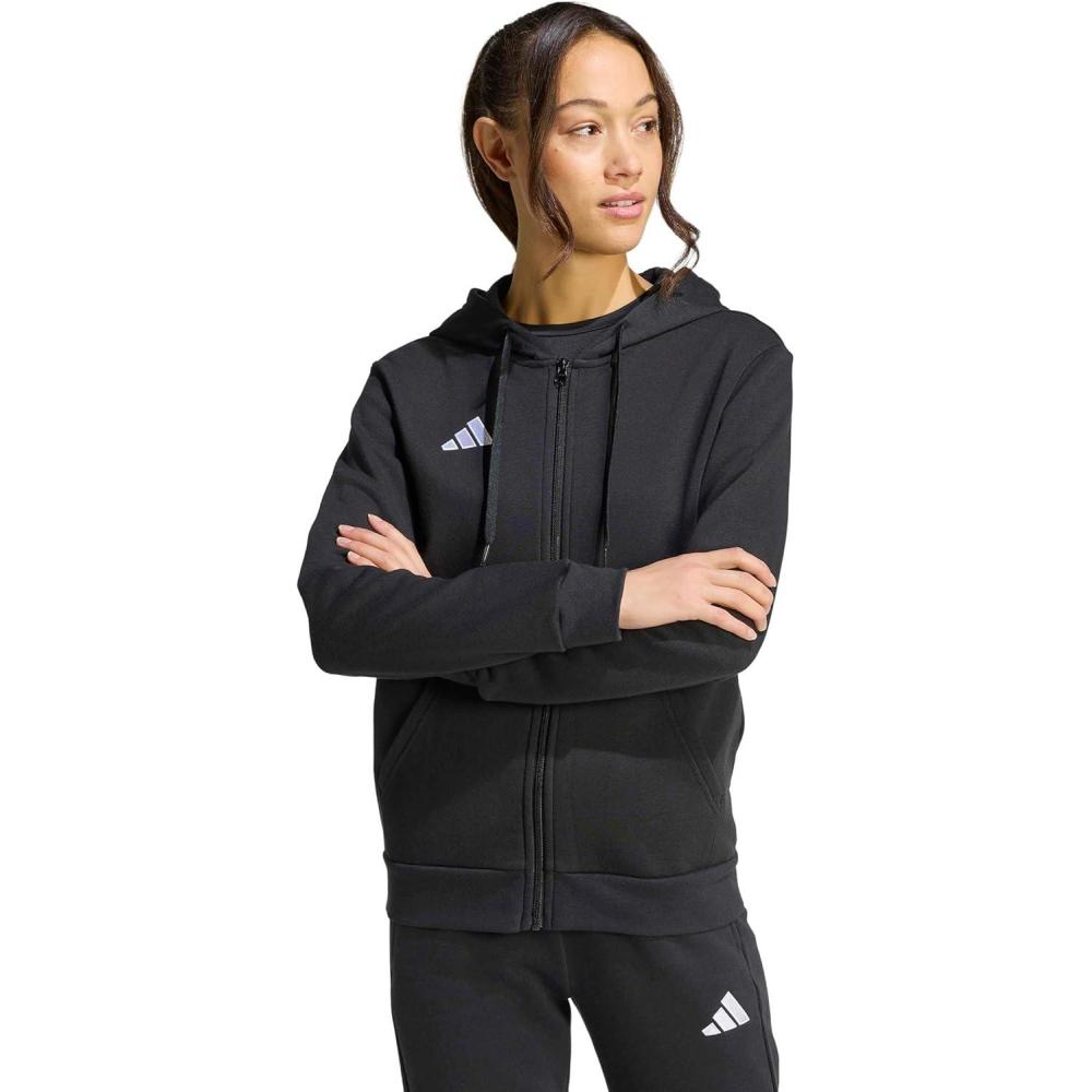 image:imageadidas womens Entrada 26 Fullzip HoodieBlackWhite
