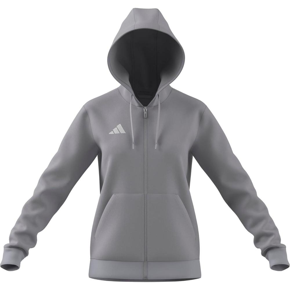 image:imageadidas womens Entrada 26 Fullzip HoodieTeam Light Graywhite