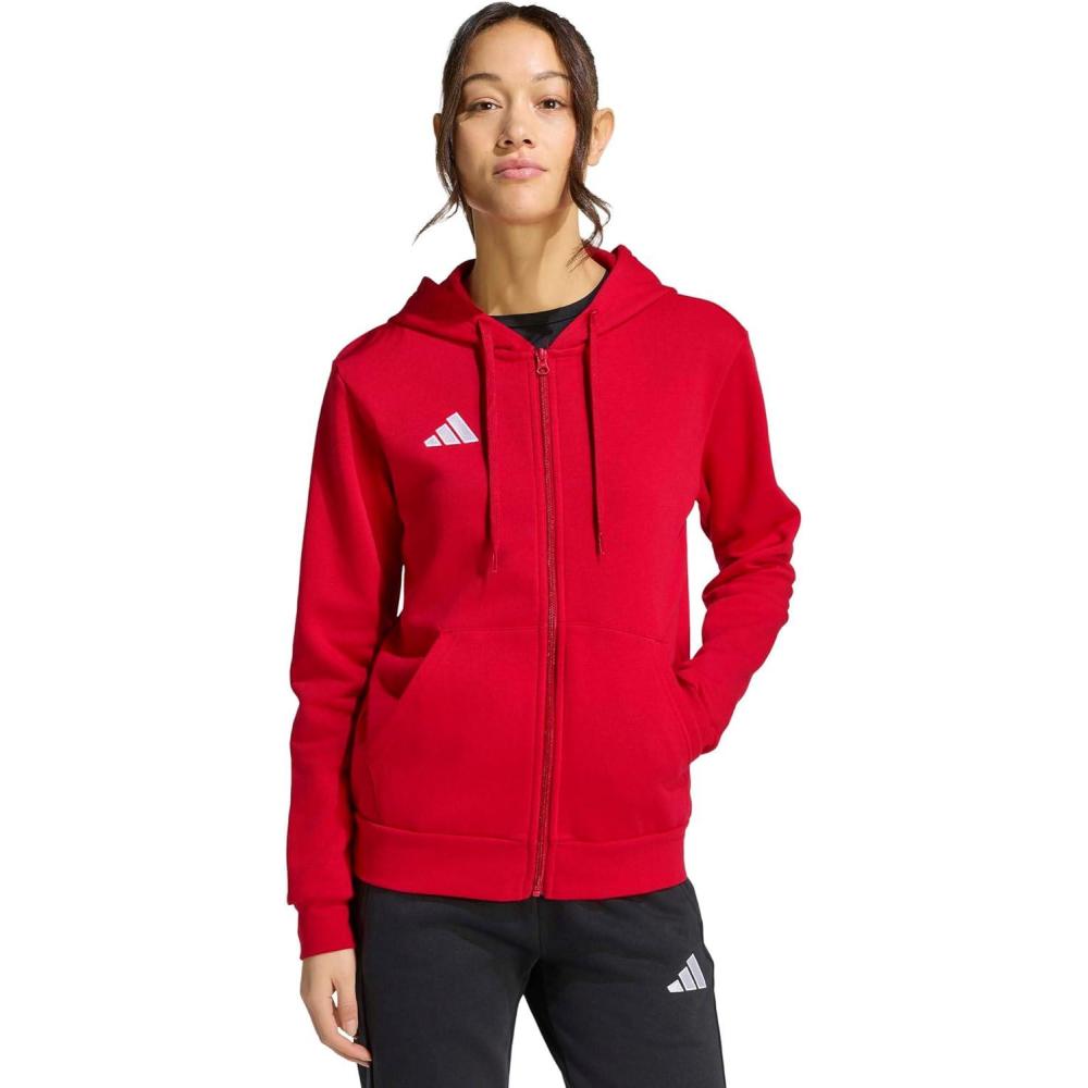 image:imageadidas womens Entrada 26 Fullzip HoodieTeam Power RedWhite