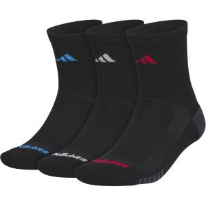 adidas mens Tech High Quarter Socks (3 Pairs) Performance & Training(Black/Ray Blue/Active Maroon)