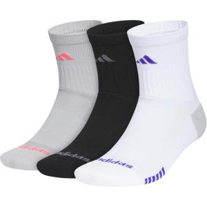 adidas mens Tech High Quarter Socks (3 Pairs) Performance & Training(Clear Onix Grey/Pure Turbo Pink/Pure Purple)