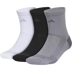 adidas mens Tech High Quarter Socks (3 Pairs) Performance & Training(White/Black/Grey)