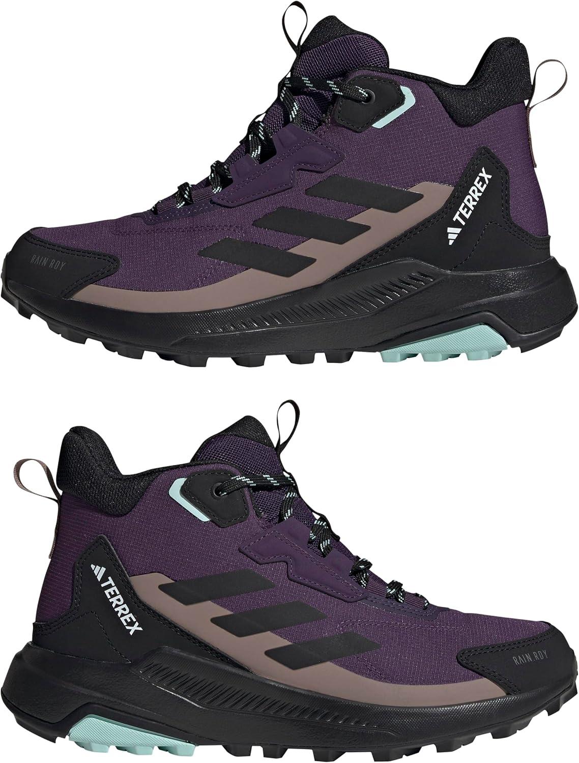 image:imageAdidas Womens Terrex Anylander Mid Top Rainrdy Hiking SneakersAurora PlumBlackTrace Brown