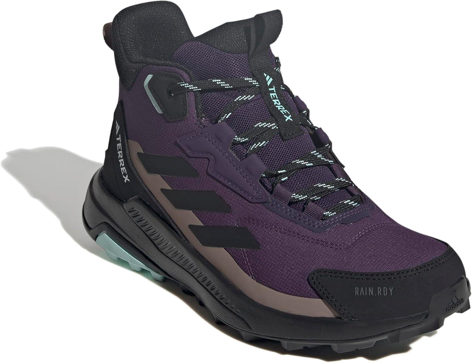 image:imageAdidas Womens Terrex Anylander Mid Top Rainrdy Hiking SneakersAurora PlumBlackTrace Brown