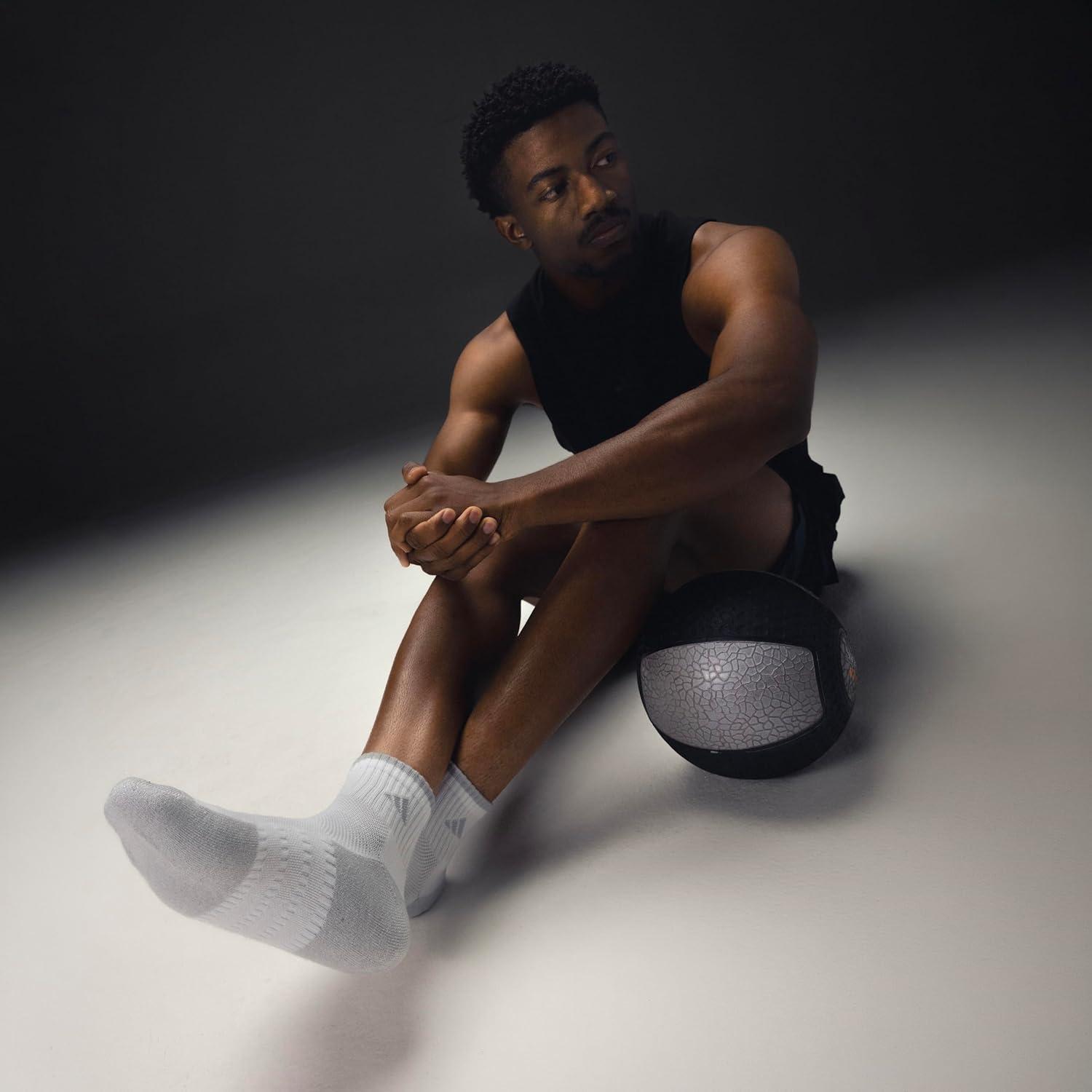 image:imageadidas Mens Cushioned X Socks 3 Pairs Multiple Heights Durable amp ComfortableOnix GreyGreyQuarter4