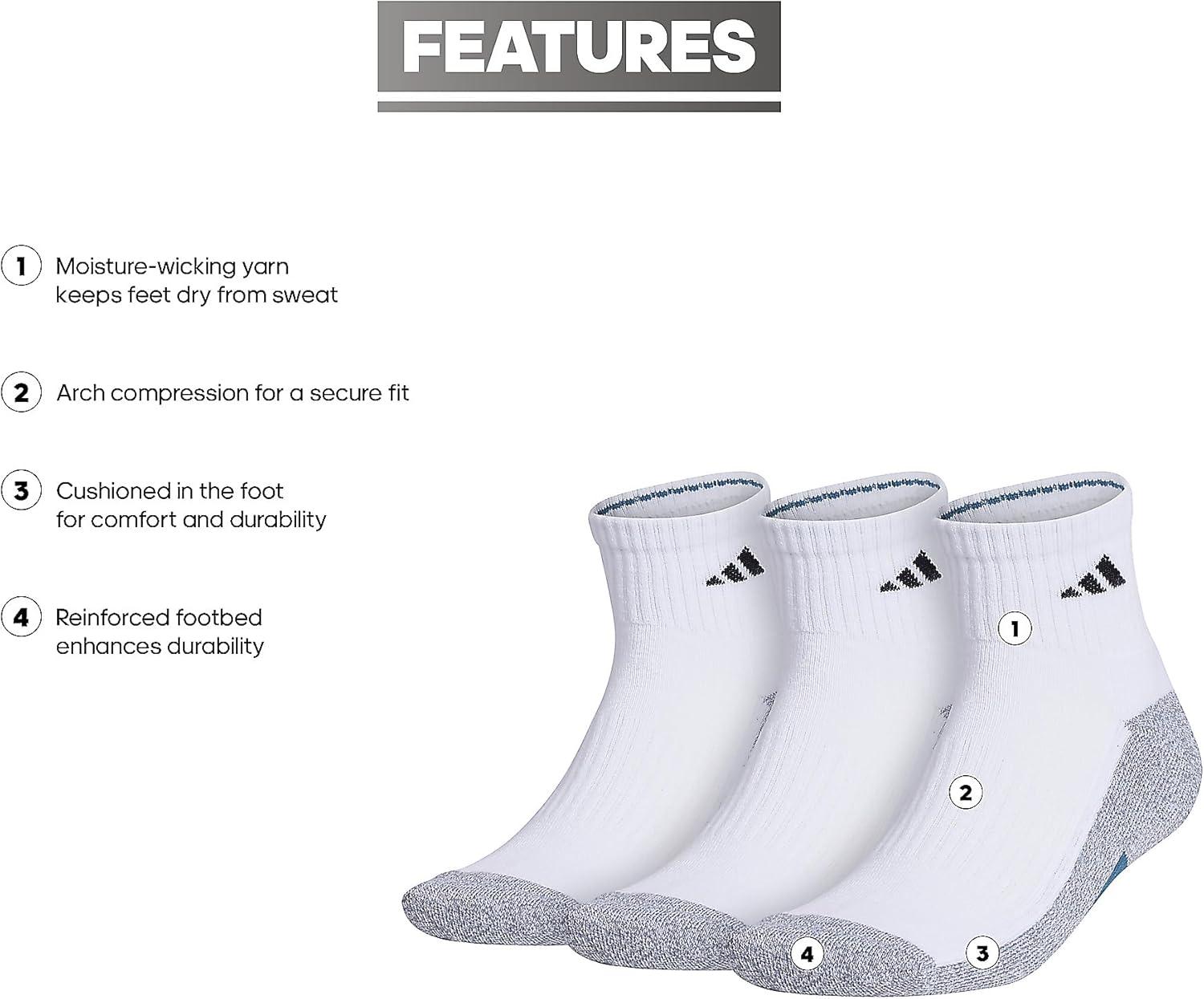 image:imageadidas Mens Cushioned X Socks 3 Pairs Multiple Heights Durable amp ComfortableWhiteGreyOrbit Indigo BlueQuarter3