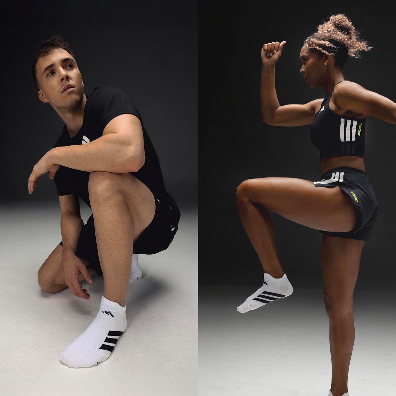 image:imageadidas Unisex Adizero Running Socks 1 Pair Performance amp TrainingWhiteLucid AquamarineNo Show