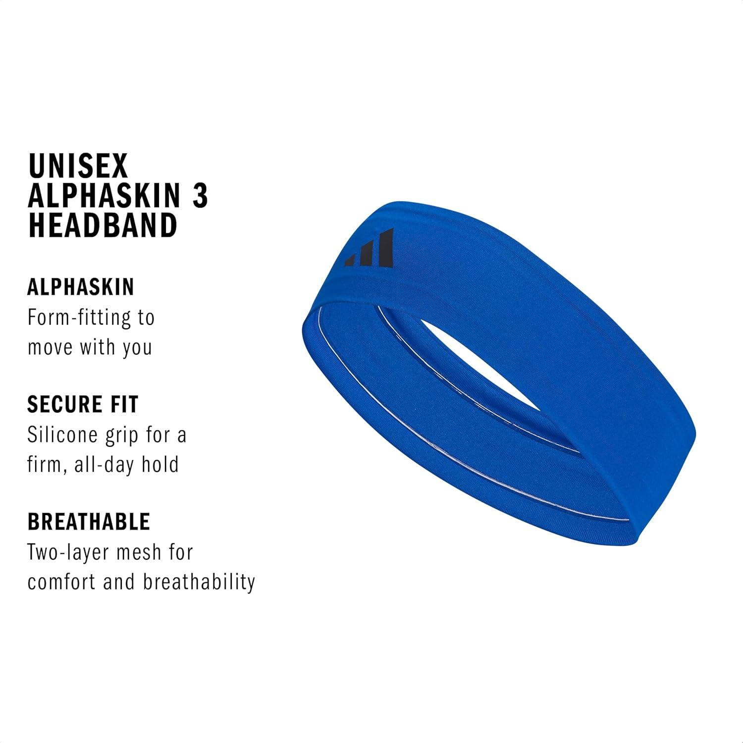 image:imageadidas Unisex Alphaskin Headband Performance Workout Ear amp Sweat Band3Collegiate Royal BlueBlack
