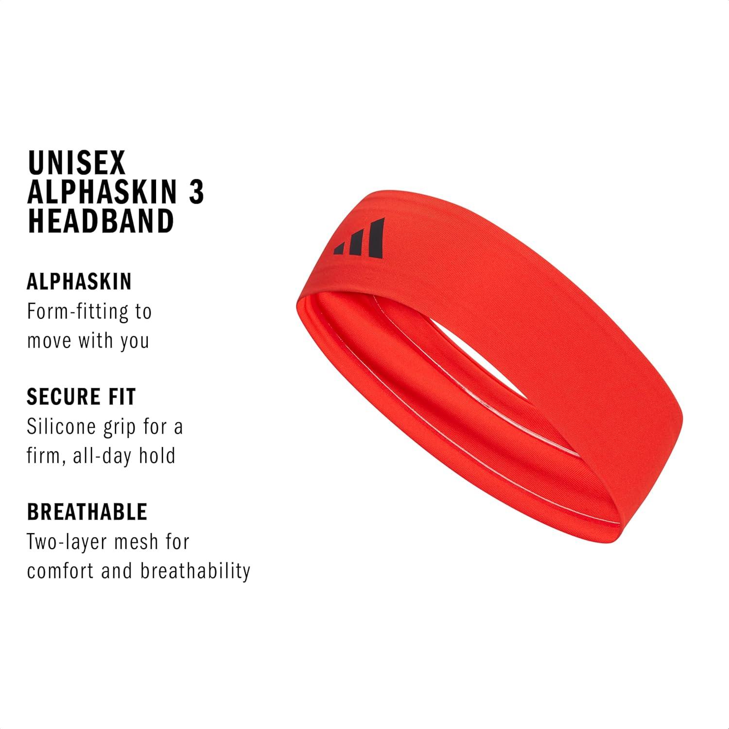 image:imageadidas Unisex Alphaskin Headband Performance Workout Ear amp Sweat Band3RedBlack