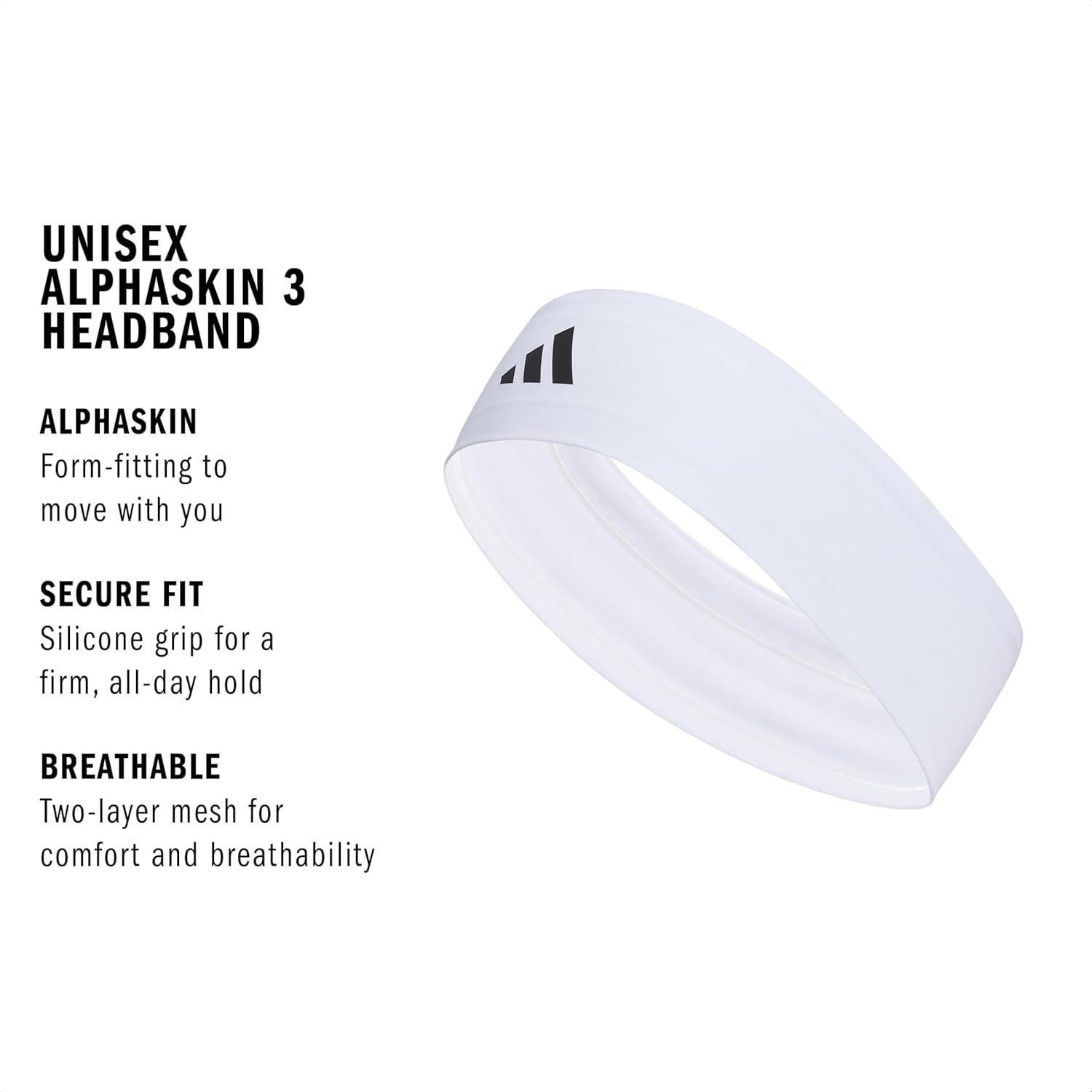 image:imageadidas Unisex Alphaskin Headband Performance Workout Ear amp Sweat Band3WhiteBlack