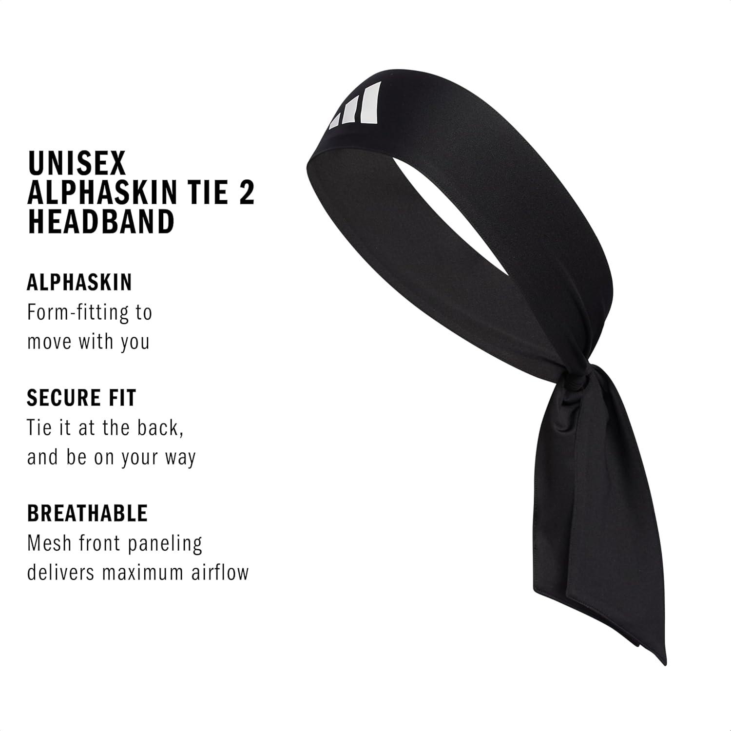 image:imageadidas Unisex Alphaskin Headband Performance Workout Ear amp Sweat BandTie2BlackWhite