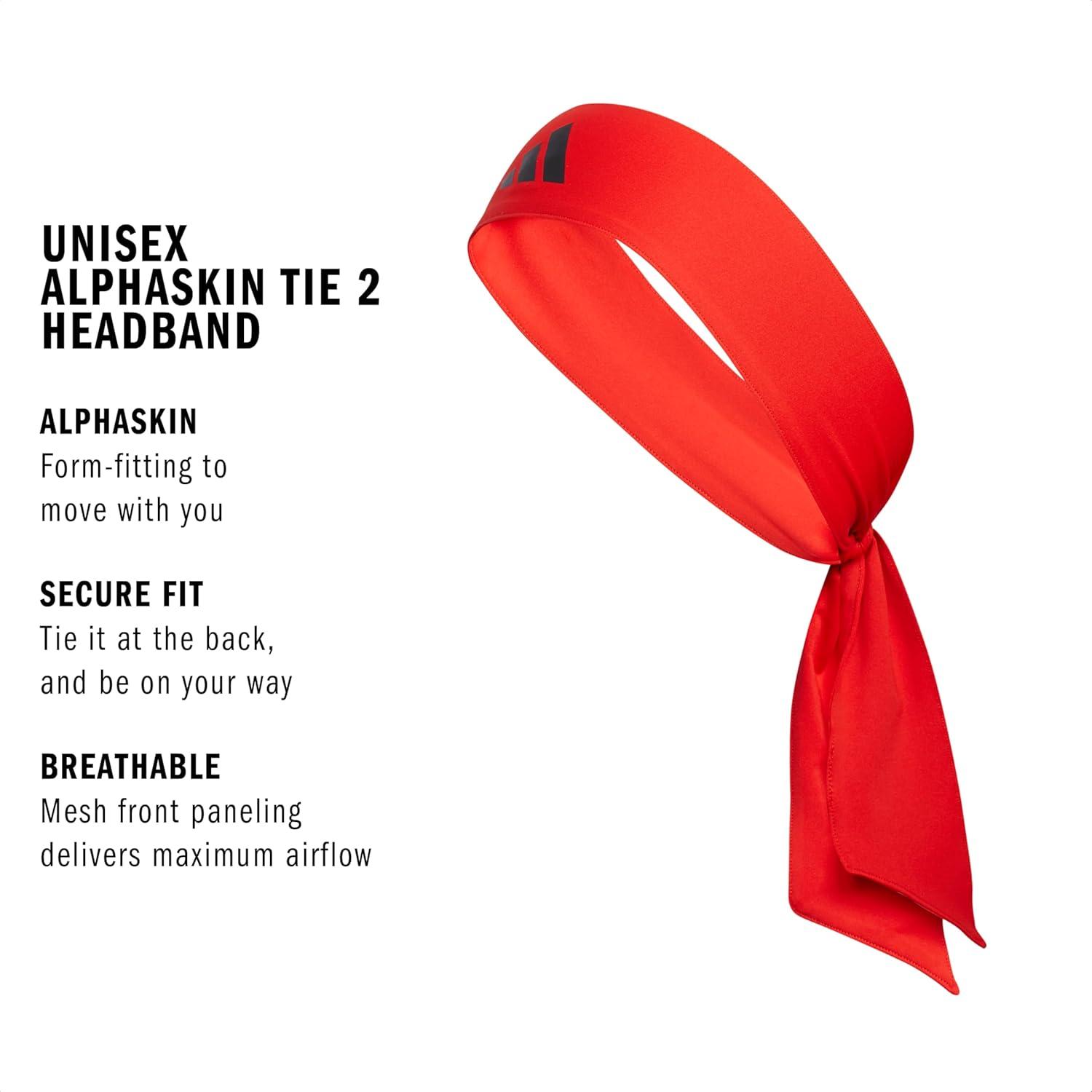 image:imageadidas Unisex Alphaskin Headband Performance Workout Ear amp Sweat BandTie2RedBlack