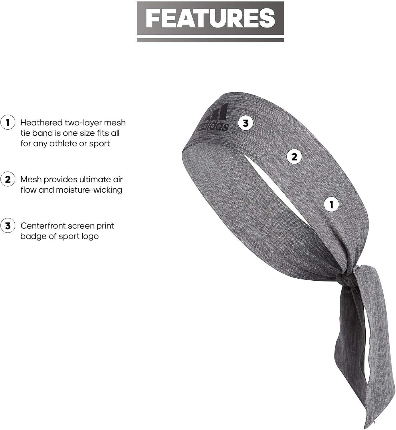 image:imageadidas Unisex Alphaskin Headband Performance Workout Ear amp Sweat BandTiePlusHeather GreyBlack