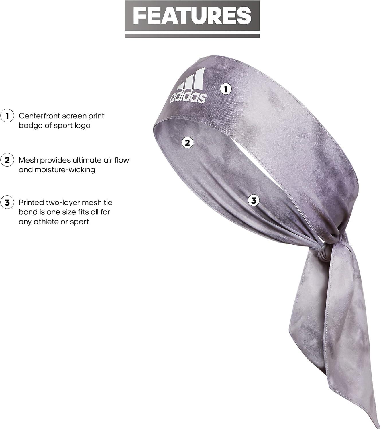 image:imageadidas Unisex Alphaskin Headband Performance Workout Ear amp Sweat BandTiePrintStone Wash GreyWhite