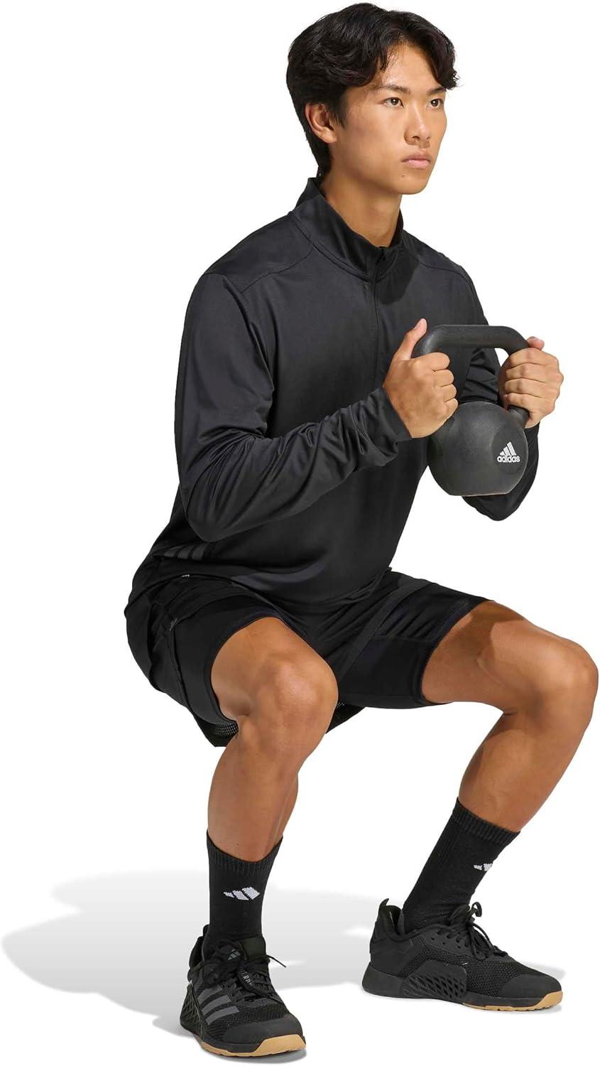 image:imageadidas mens Tech Essentials Workout Quarterzip SweatshirtBlack