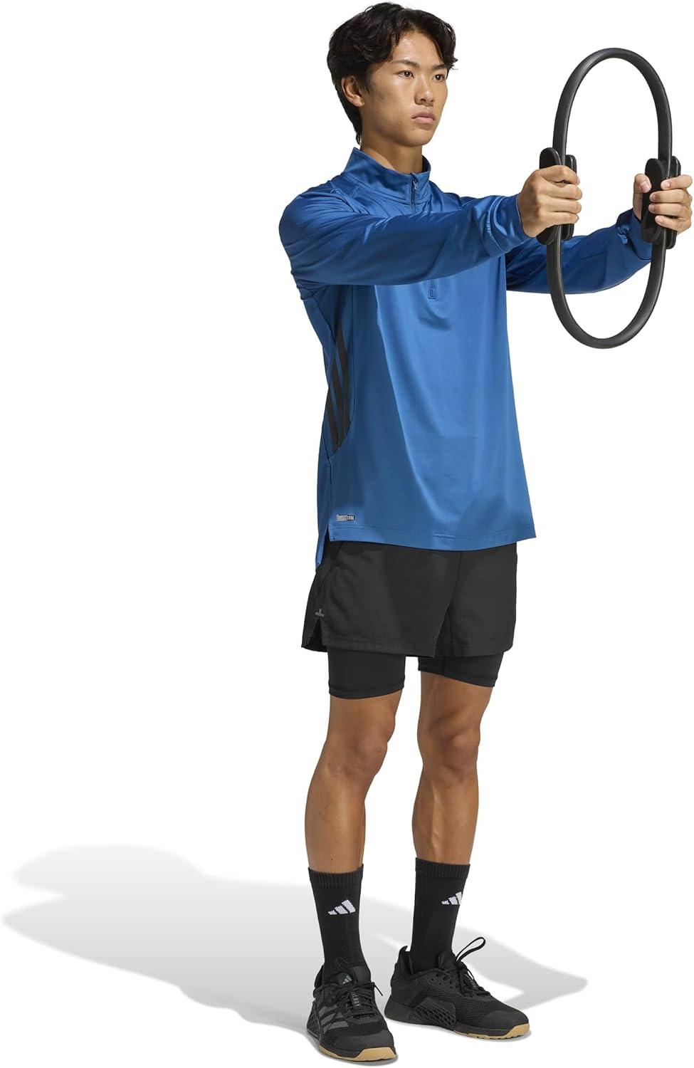 image:imageadidas mens Tech Essentials Workout Quarterzip SweatshirtDusky Petrol
