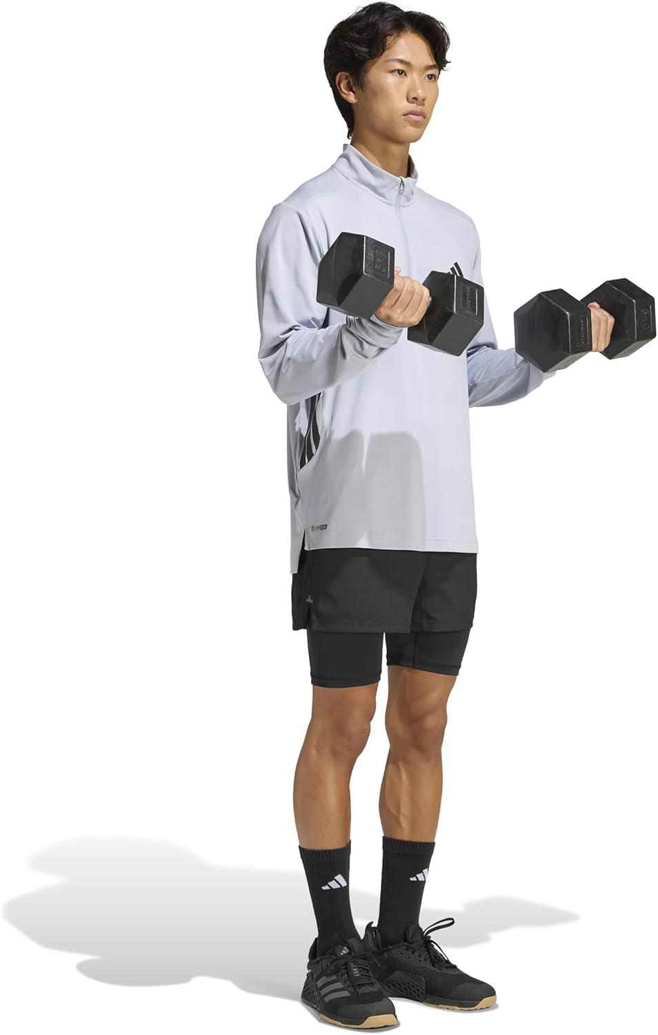 image:imageadidas mens Tech Essentials Workout Quarterzip SweatshirtHalo Silver