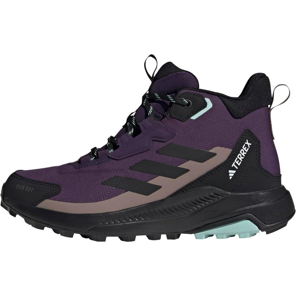 image:imageAdidas Womens Terrex Anylander Mid Top Rainrdy Hiking SneakersAurora PlumBlackTrace Brown
