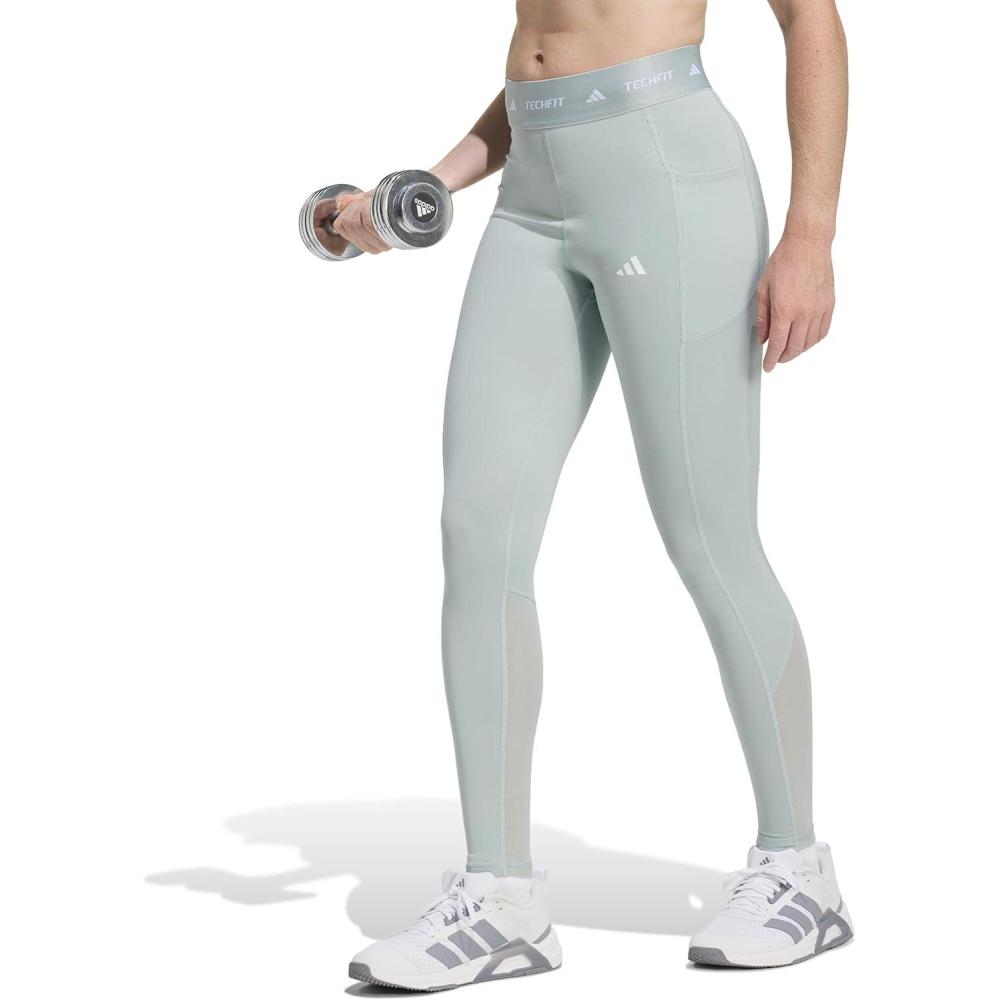 image:imageadidas Womens Techfit Stash Pocket FullLength LeggingsWonder Sage