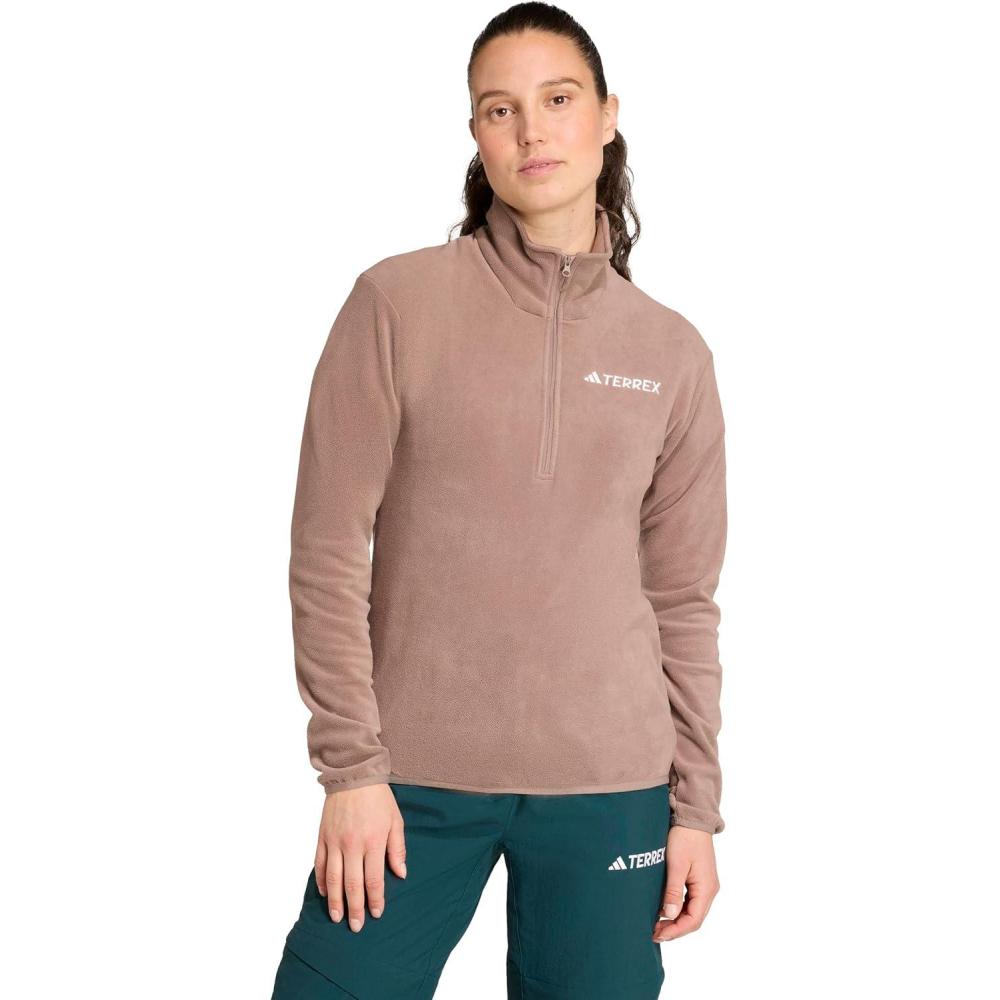image:imageadidas Womens Terrex Multi Essentials Halfzip Fleece Hiking JacketTrace Brown