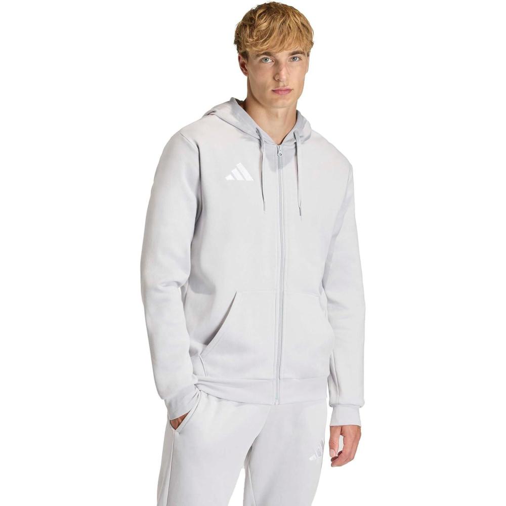 image:imageadidas mens Entrada 26 Fullzip HoodieTeam Light GreyWhite