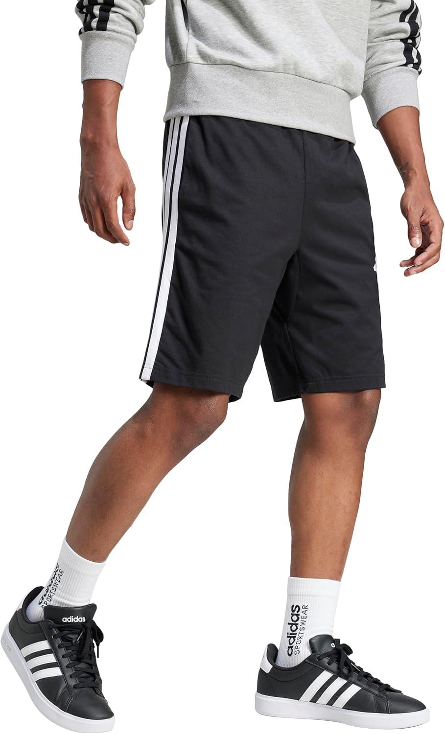 image:imageAdidas Mens Essentials 3Stripes Single Jersey 10inch ShortsBlackWhite