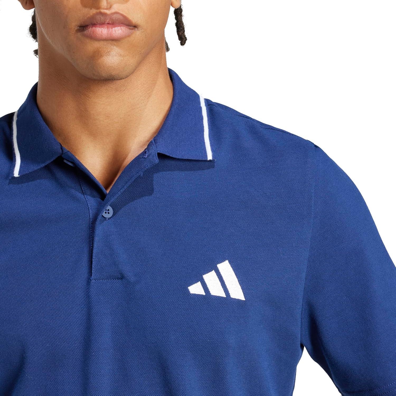 image:imageAdidas Mens Essentials Small Logo Pique Polo ShirtDark BlueWhite