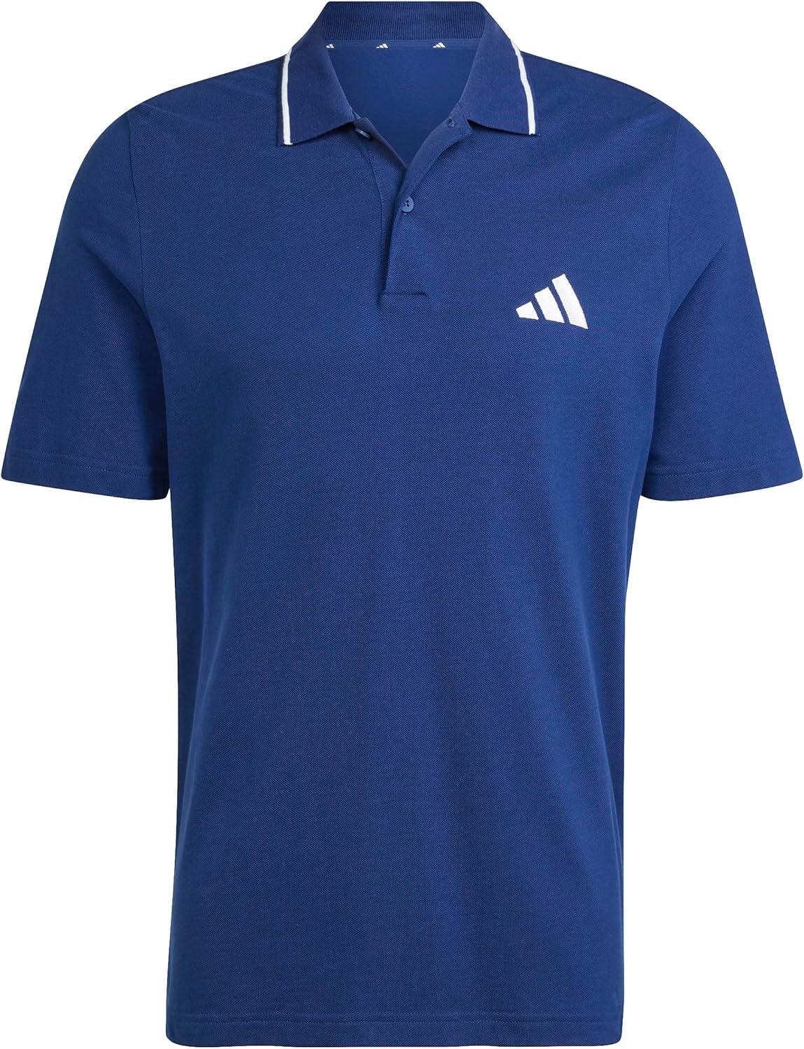 image:imageAdidas Mens Essentials Small Logo Pique Polo ShirtDark BlueWhite