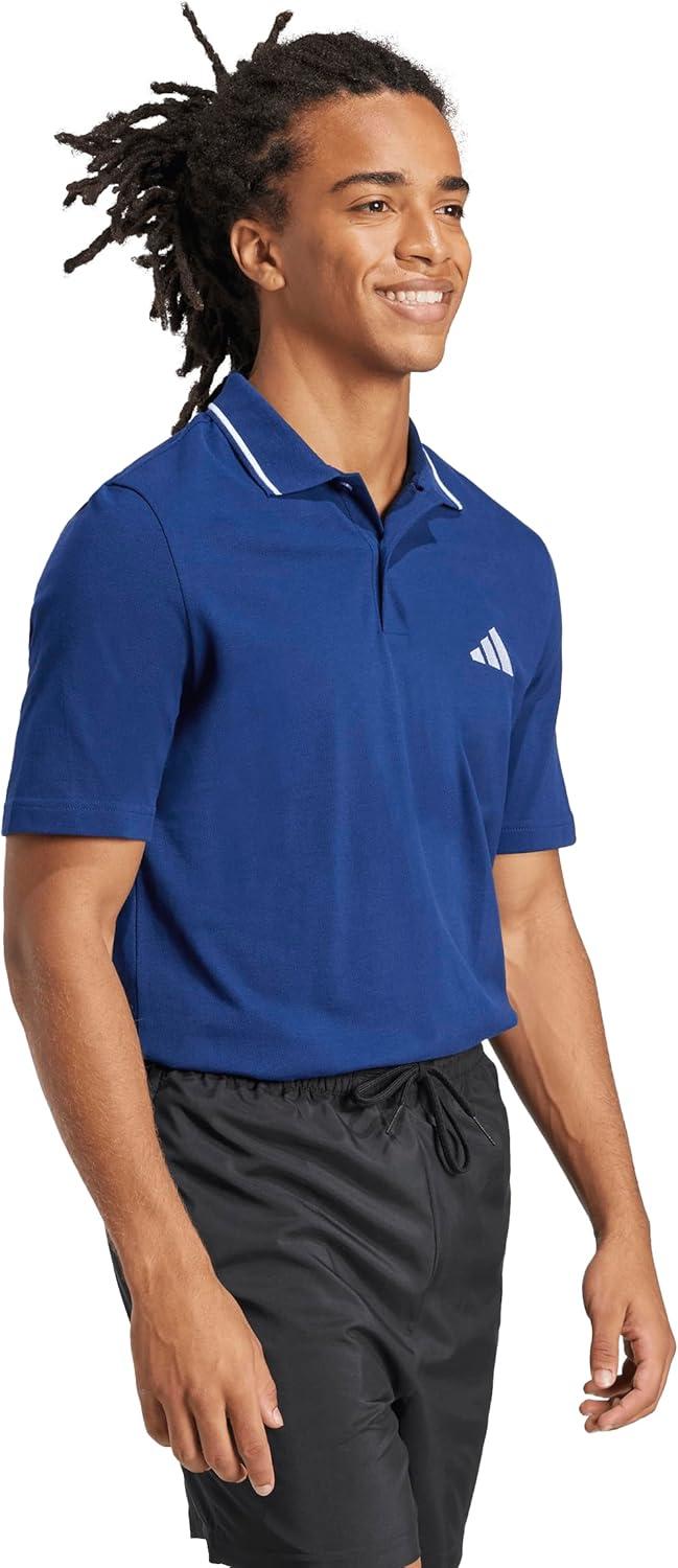 image:imageAdidas Mens Essentials Small Logo Pique Polo ShirtDark BlueWhite
