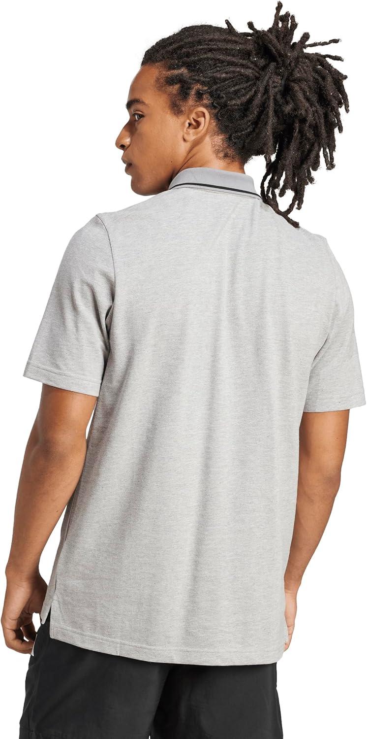 image:imageAdidas Mens Essentials Small Logo Pique Polo ShirtMedium Grey HeatherBlack