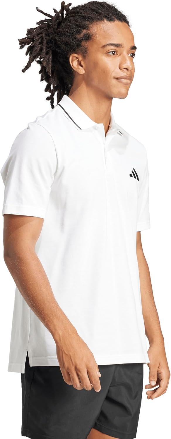 image:imageAdidas Mens Essentials Small Logo Pique Polo ShirtWhiteBlack