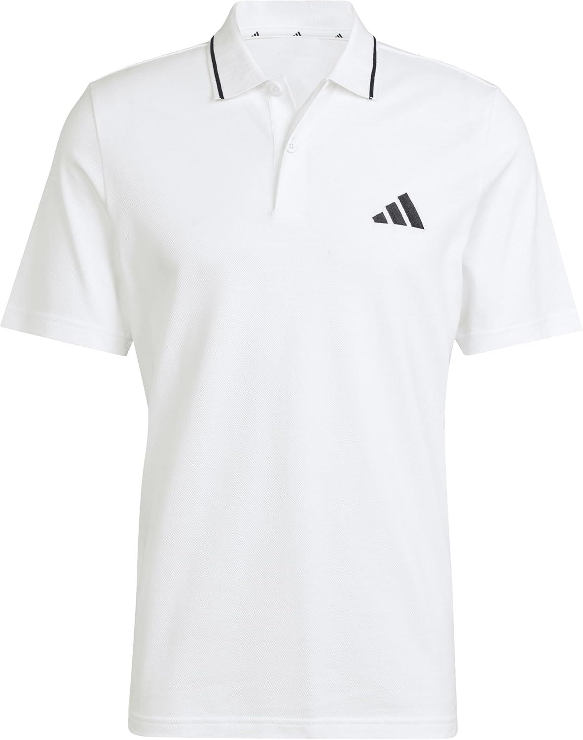 image:imageAdidas Mens Essentials Small Logo Pique Polo ShirtWhiteBlack