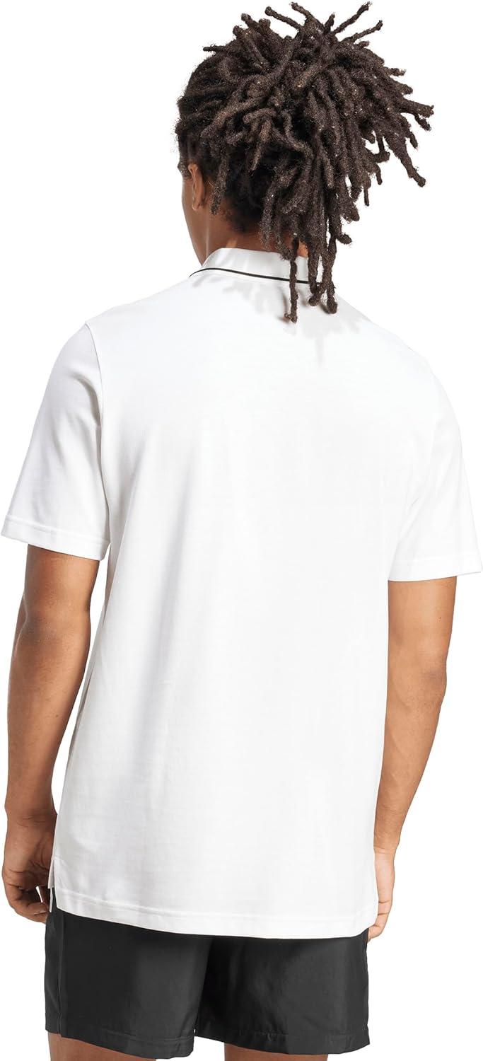image:imageAdidas Mens Essentials Small Logo Pique Polo ShirtWhiteBlack