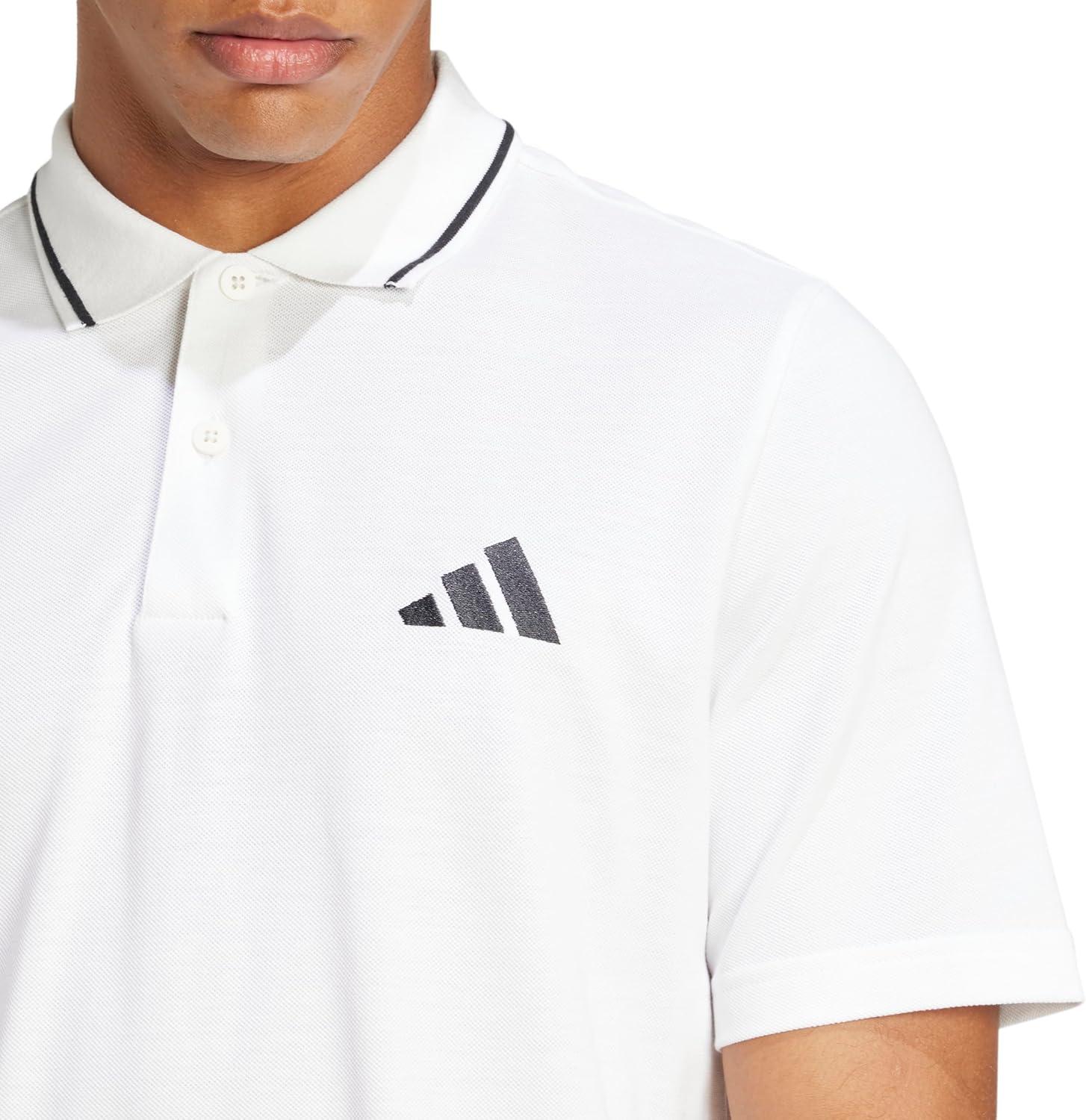 image:imageAdidas Mens Essentials Small Logo Pique Polo ShirtWhiteBlack