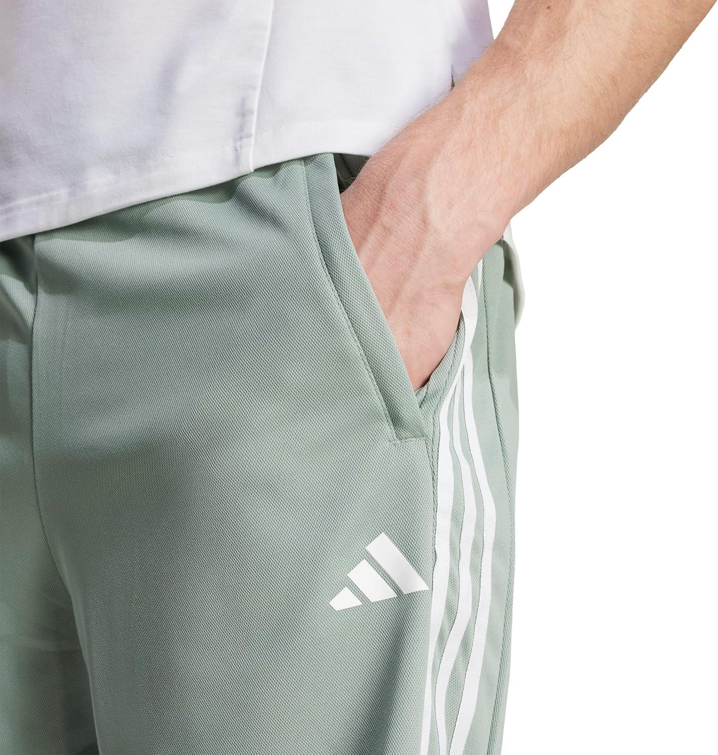 image:imageAdidas Mens Train Essentials Piqu 3Stripes ShortsSilver GreenWhite