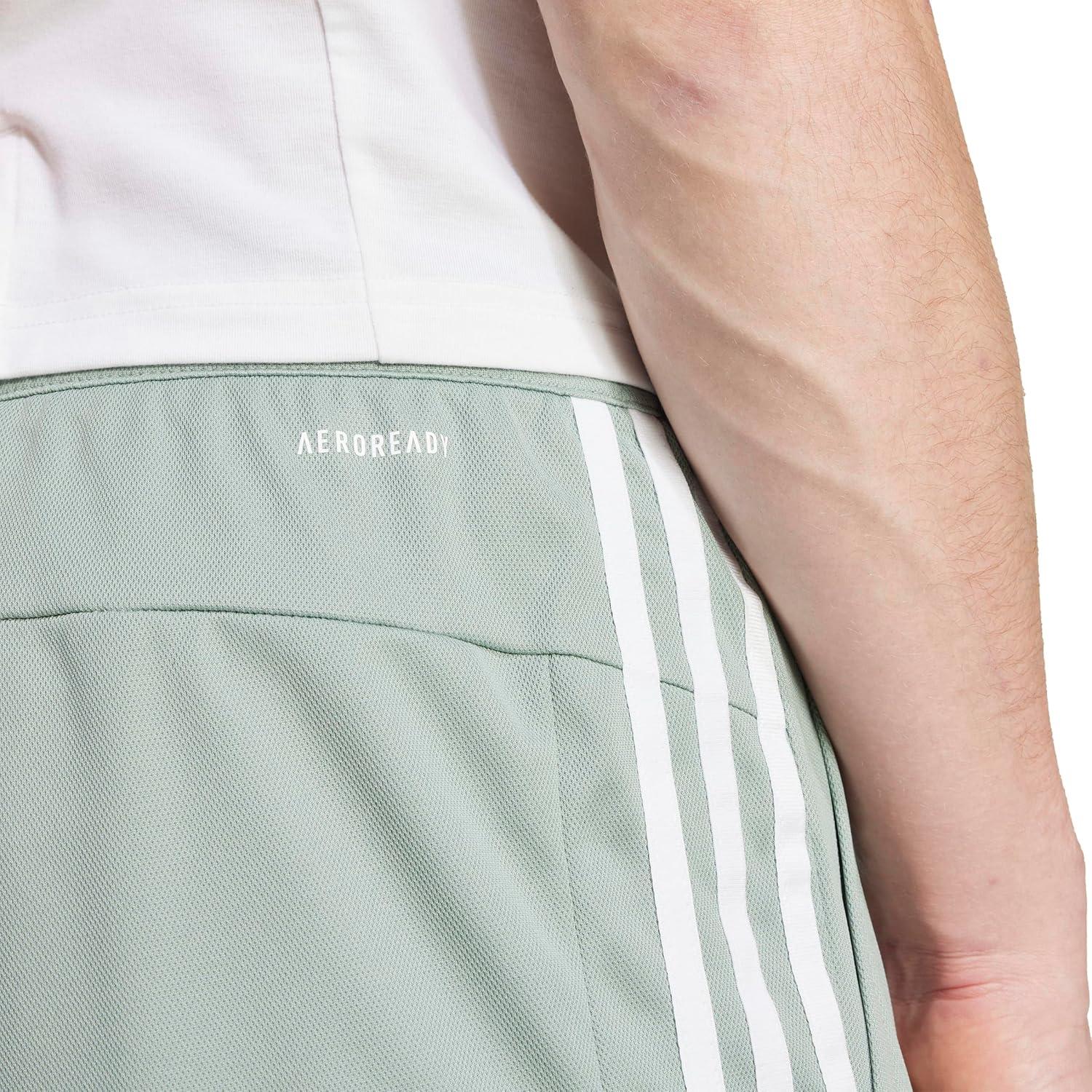 image:imageAdidas Mens Train Essentials Piqu 3Stripes ShortsSilver GreenWhite