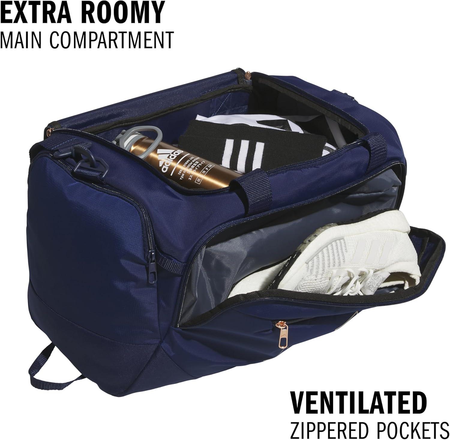 image:imageadidas Defender 5 Duffel Bag Premium Duffle for Sports Gym amp TravelDark BlueRose Gold