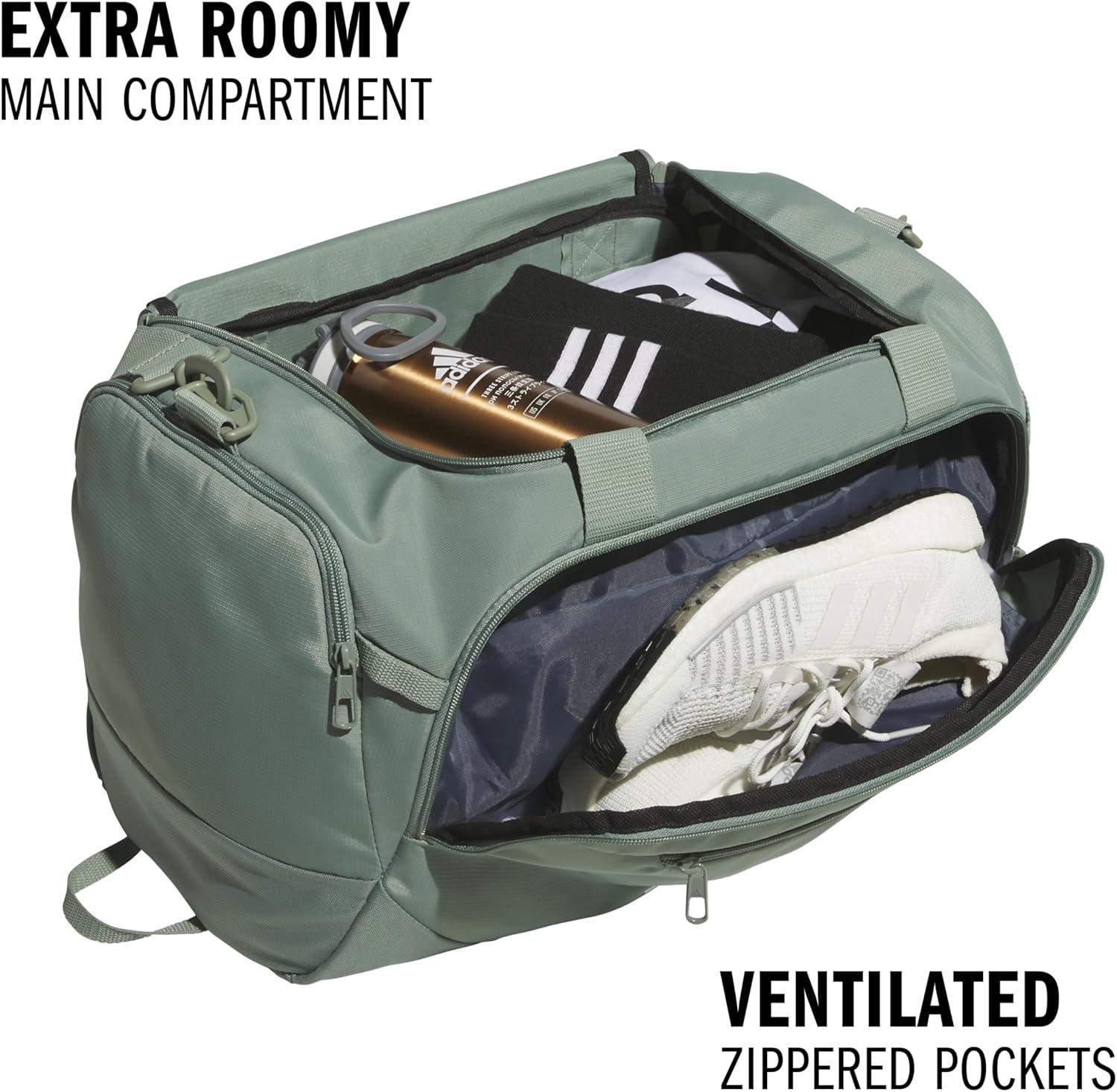 image:imageadidas Defender 5 Duffel Bag Premium Duffle for Sports Gym amp TravelSilver GreenWhite
