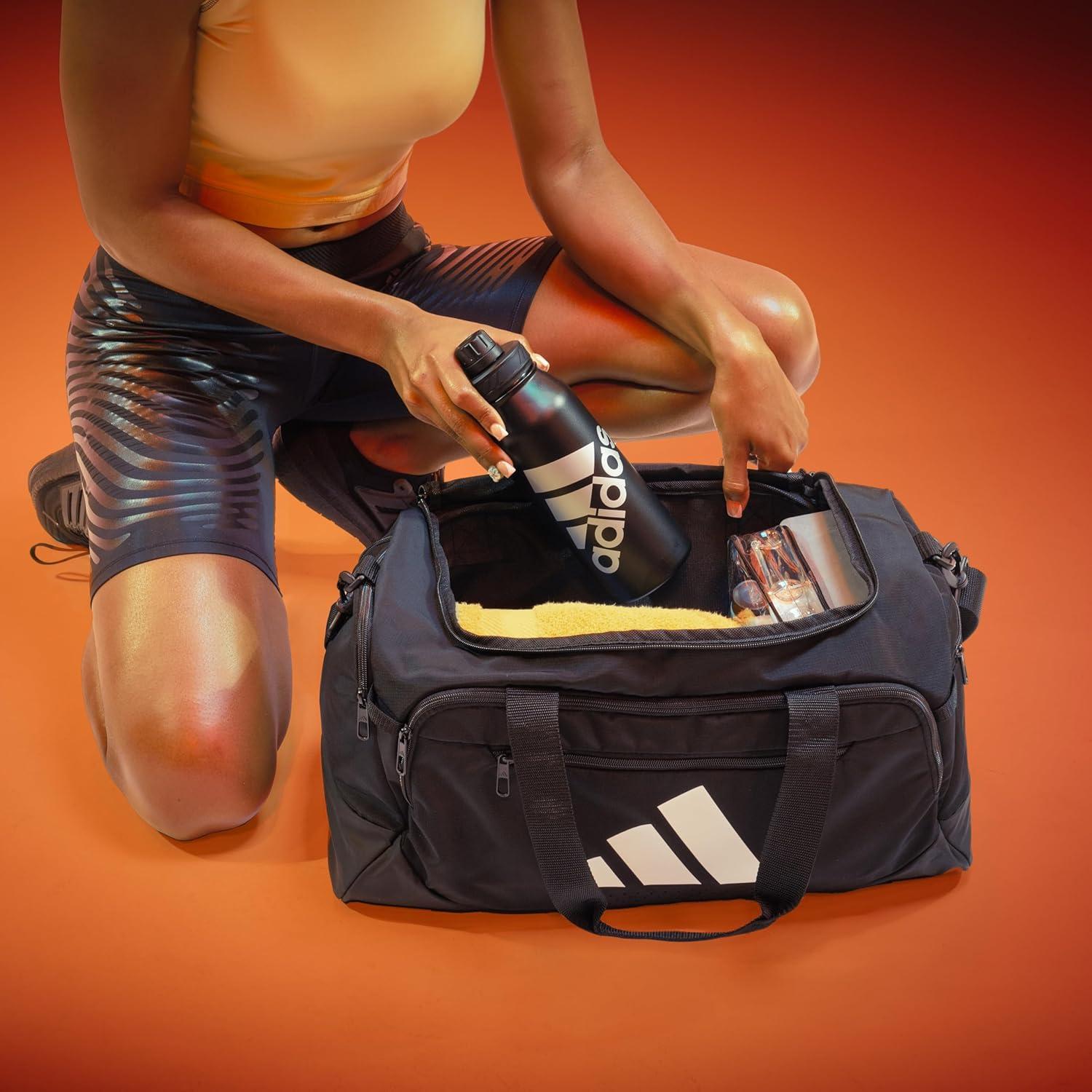 image:imageadidas Defender 5 Duffel Bag Premium Duffle for Sports Gym amp TravelSilver GreenWhite
