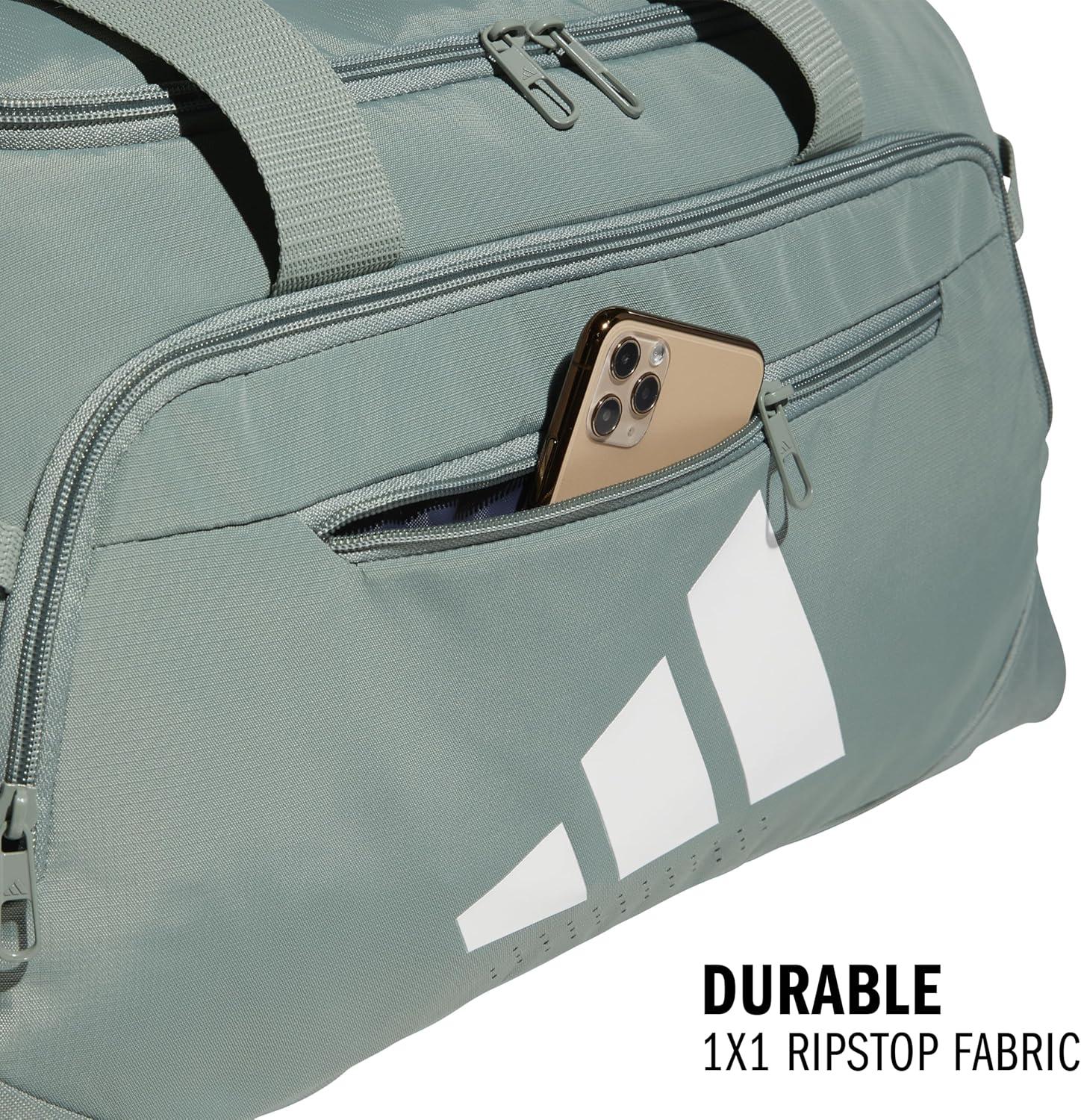 image:imageadidas Defender 5 Duffel Bag Premium Duffle for Sports Gym amp TravelSilver GreenWhite