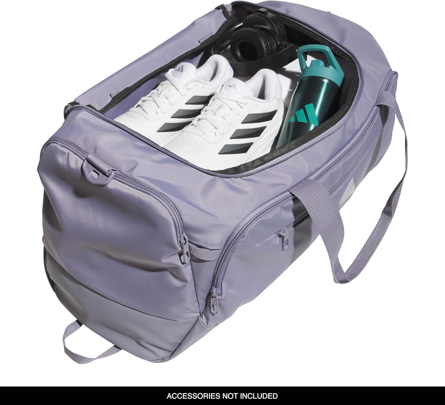 image:imageadidas Defender 5 Duffel Bag Premium Duffle for Sports Gym amp TravelSlate GreySilver Metallic