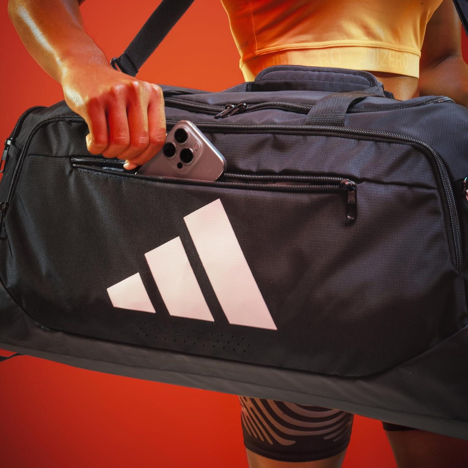 image:imageadidas Defender 5 Duffel Bag Premium Duffle for Sports Gym amp TravelSlate GreySilver Metallic