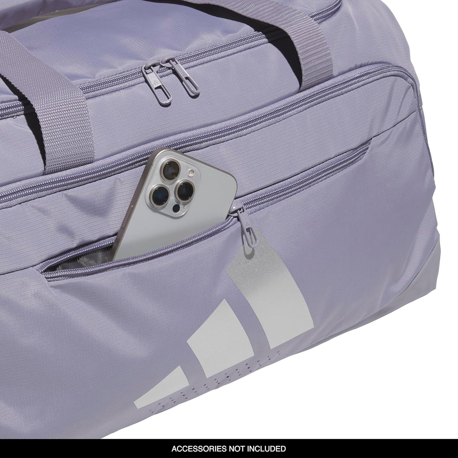 image:imageadidas Defender 5 Duffel Bag Premium Duffle for Sports Gym amp TravelSlate GreySilver Metallic