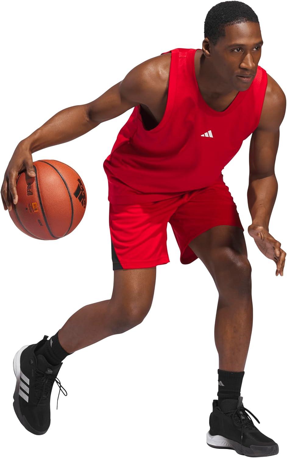 image:imageadidas Mens Badge of Sport Basketball Shorts Scarle SBetter ScarletBlack
