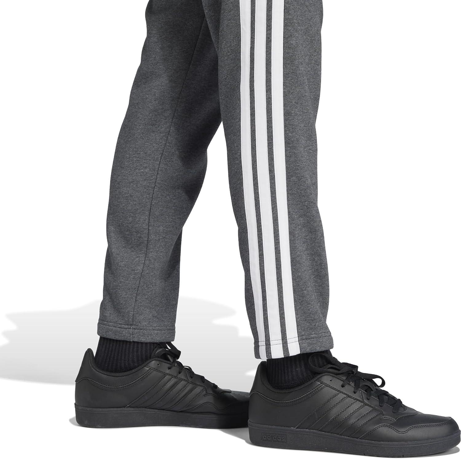 image:imageadidas Mens Essentials 3Stripes Regular Tricot PantsDark Grey HeatherWhite