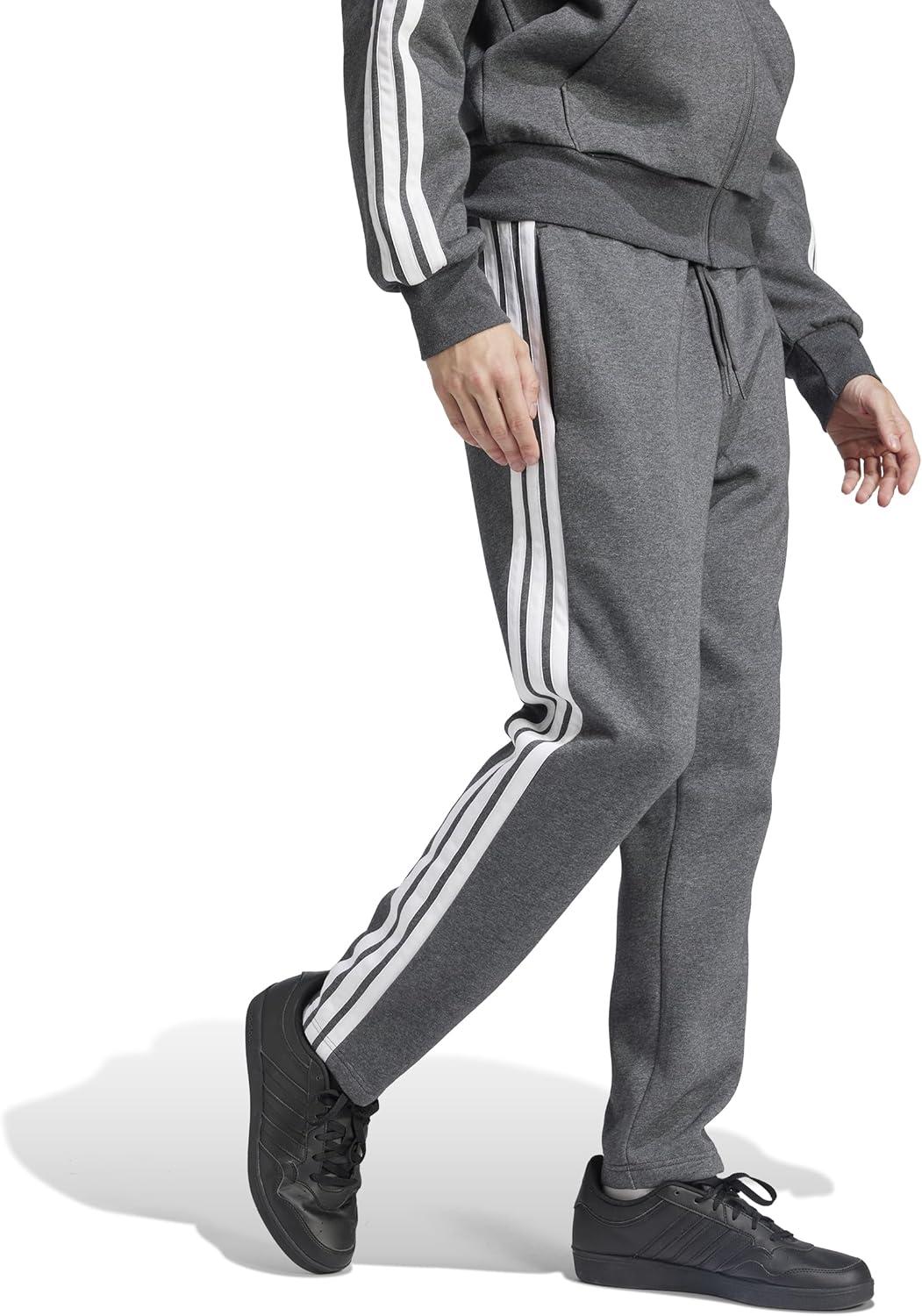 image:imageadidas Mens Essentials 3Stripes Regular Tricot PantsDark Grey HeatherWhite