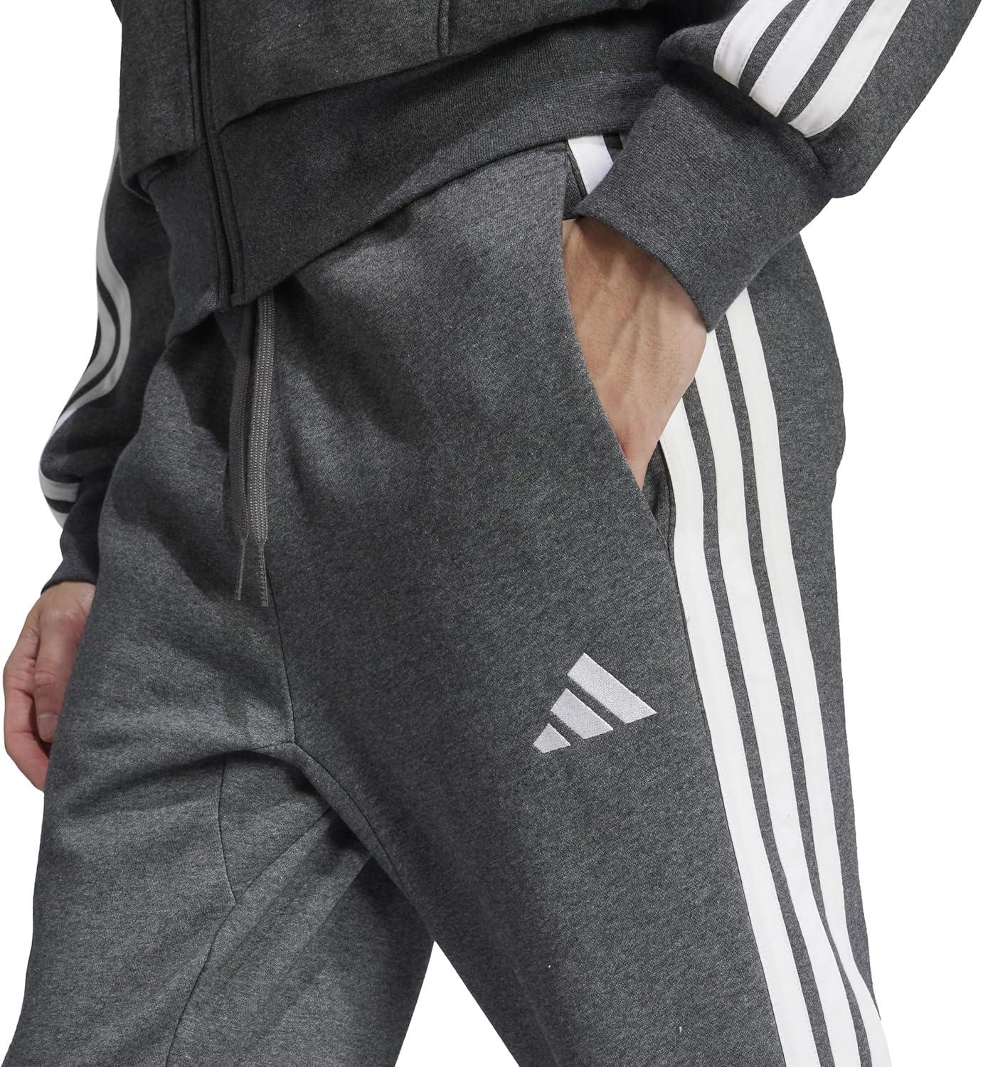 image:imageadidas Mens Essentials 3Stripes Regular Tricot PantsDark Grey HeatherWhite