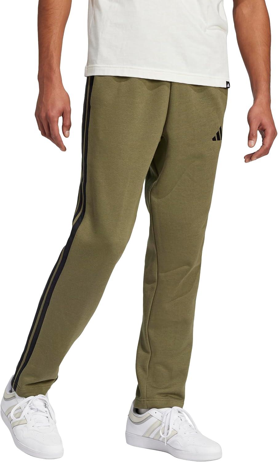 image:imageadidas Mens Essentials 3Stripes Regular Tricot PantsOlive StrataBlack
