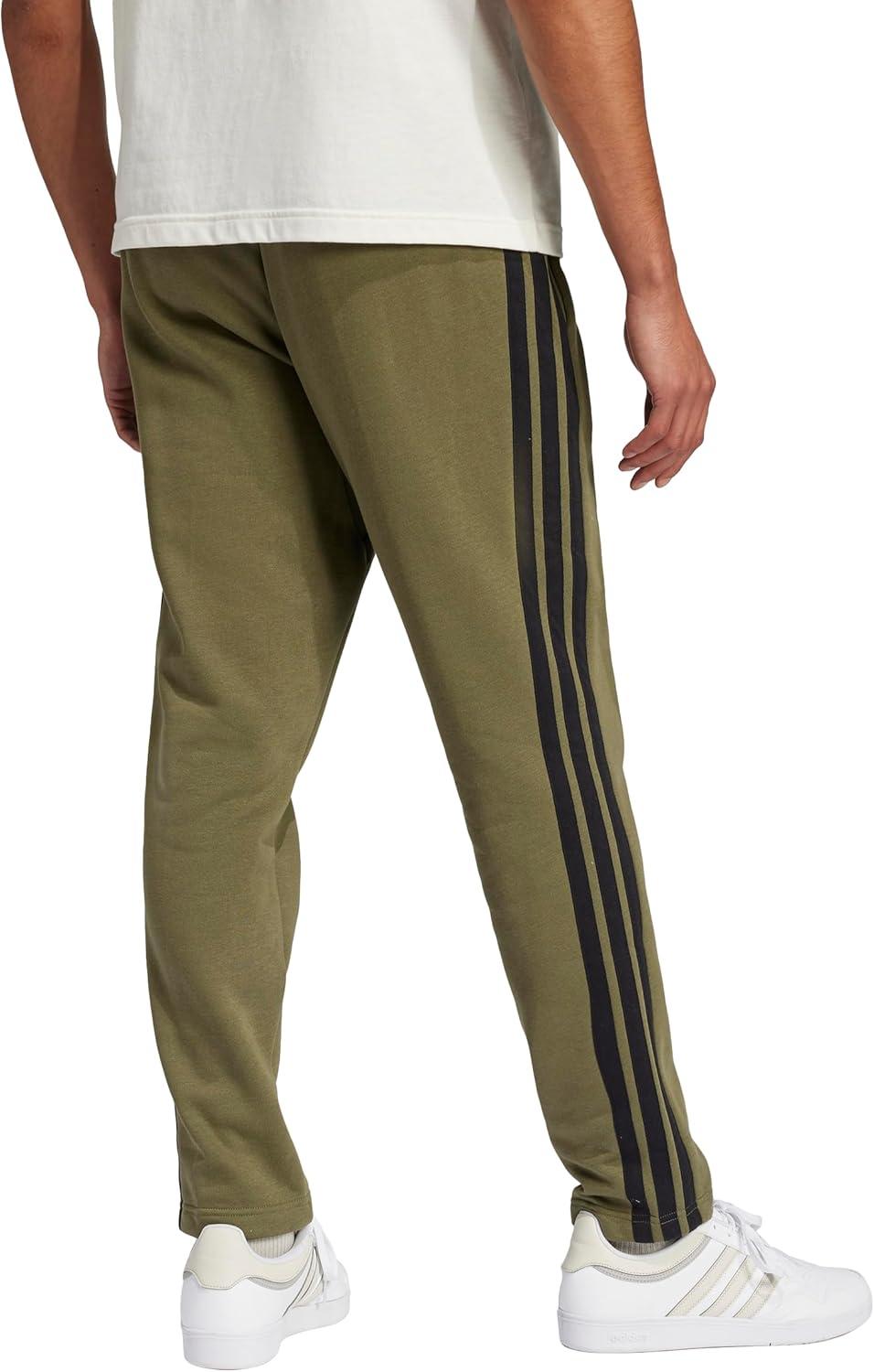 image:imageadidas Mens Essentials 3Stripes Regular Tricot PantsOlive StrataBlack